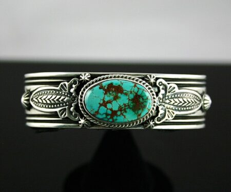 Darryl Becenti High Grade Pilot Mountain Spiderweb Turquoise Bracelet