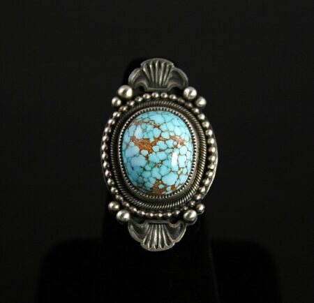 Sammie Kescoli Begay Rare High Grade Number Eight Spiderweb Turquoise Ingot Ring