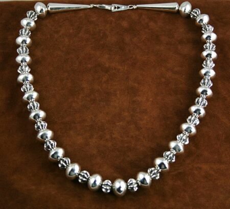Alfred Joe Sterling Silver Fluted and Round Bead Necklace
