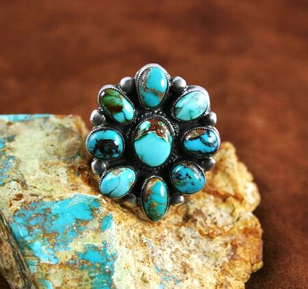 Calvin Martinez High Grade Royston Turquoise Cluster Ingot Ring