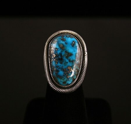 Sammie Kescoli Begay Rare Gem Grade Morenci Turquoise Ingot Ring