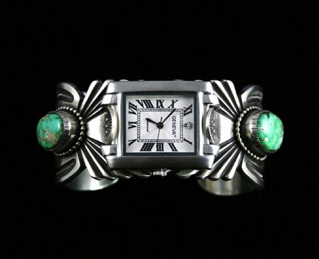 Sammie Kescoli Begay Rare Gem Grade Carico Lake Turquoise Ingot Watch Bracelet