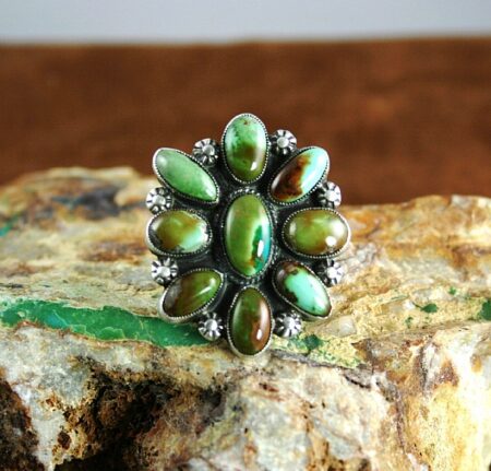 Calvin Martinez High Grade Royston Turquoise Cluster Ingot Ring