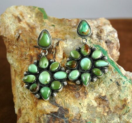 Calvin Martinez High Grade Royston Turquoise Cluster Ingot Dangle Earrings