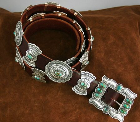 Calvin Martinez High Grade Pilot Mountain Turquoise Ingot Concho Belt