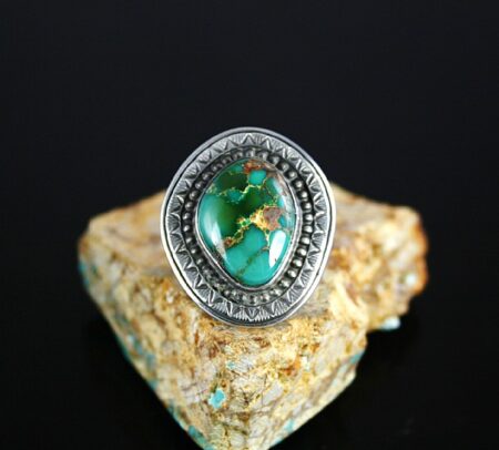 Calvin Martinez Rare Gem Grade Royston Turquoise Ingot Ring