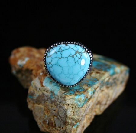 Ned Nez Rare High Grade Number Eight Spiderweb Turquoise Ring