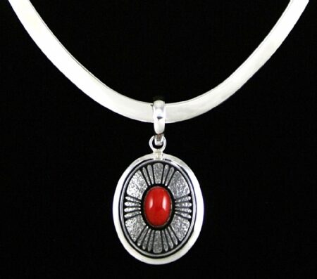 Alfred Joe Rare Gem Grade Mediterranean Coral Shadowbox Pendant