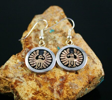 Watson Honanie Solid 14K Gold Over Sterling Silver Eagle Design Dangle Earrings