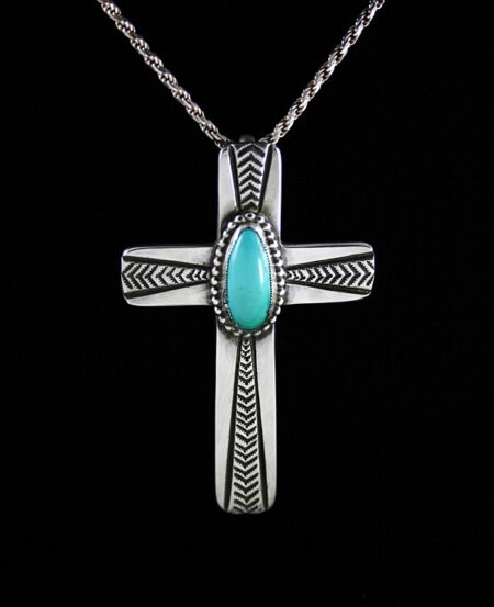 Calvin Martinez Royston Turquoise Ingot Cross Pendant