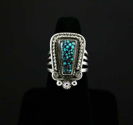 Calvin Martinez Rare High Grade Red Mountain Spiderweb Turquoise Ingot Ring