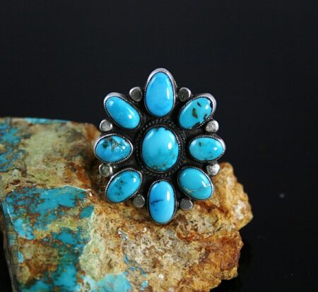 Calvin Martinez Rare Candelaria Turquoise Cluster Ingot Ring