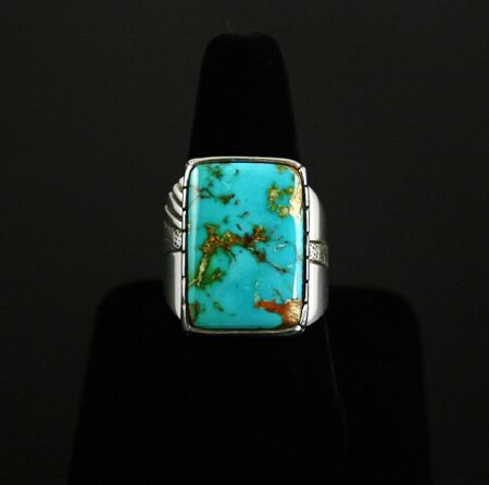 Leonard Nez Rare Gem Grade Easter Blue Turquoise Ring