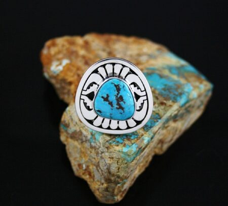 Leonard Nez Kingman Turquoise Overlay Ring