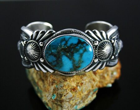 Harry H. Begay Rare Gem Grade Bisbee Turquoise Ingot Bracelet