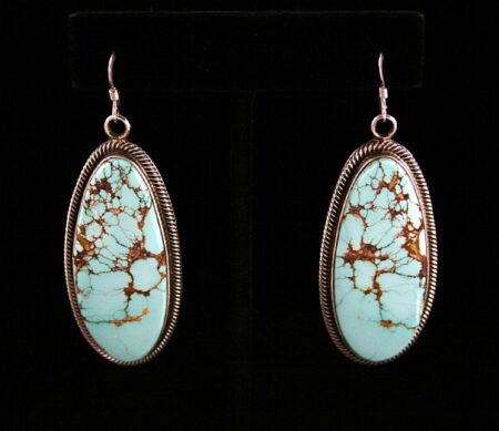 Terry Martinez Rare High Grade Montezuma Spiderweb Turquoise Dangle Earrings
