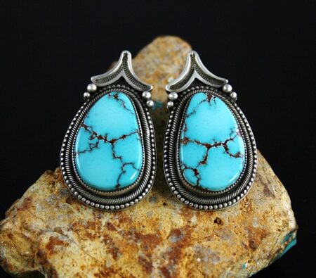 Sammie Kescoli Begay Rare Gem Grade Danny Boy Turquoise Ingot Earrings