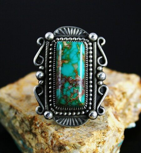 Sammie Kescoli Begay Rare Gem Grade Royston Turquoise Ingot Ring