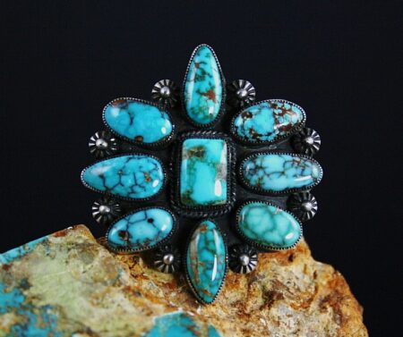 Calvin Martinez Rare Gem Grade Carico Lake Supreme Turquoise Cluster Ingot Ring