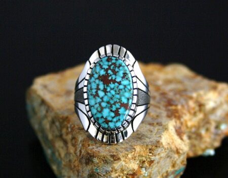Alton Bedonie High Grade Turquoise Mountain Spiderweb Ring
