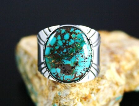 Leonard Nez Rare Gem Grade Pilot Mountain Turquoise Ring