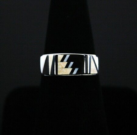Tommy Jackson Picture Jasper, Onyx and Mother of Pearl Inlay Ring