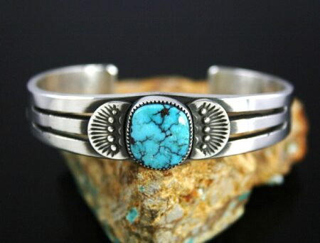 Sammie Kescoli Begay Rare High Grade Candelaria Turquoise Ingot Bracelet