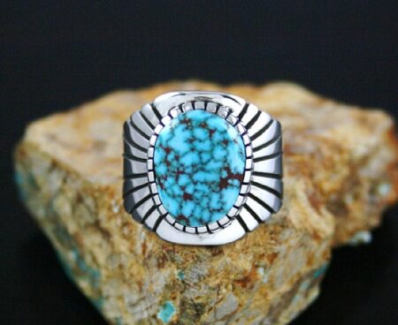 Alton Bedonie High Grade Turquoise Mountain Spiderweb Ring
