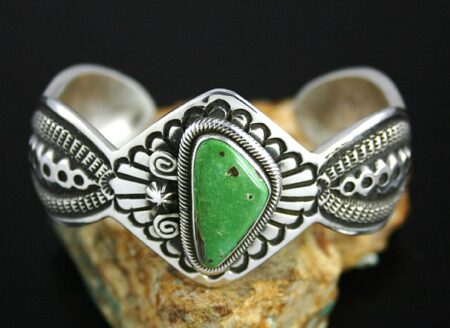 Terry Martinez Rare High Grade Green Springs Turquoise Ingot Bracelet