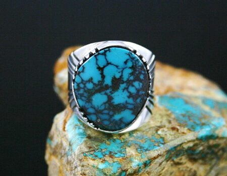 Leonard Nez Rare Gem Grade Pilot Mountain Turquoise Ring