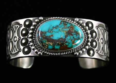 Herman Smith Rare Gem Grade Aztec Turquoise Ingot Bracelet