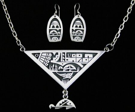 Chalmers Day Turtle Design Overlay Necklace and Matching Earrings