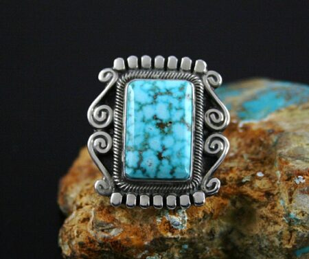 Terry Martinez High Grade Turquoise Mountain Spiderweb Ring