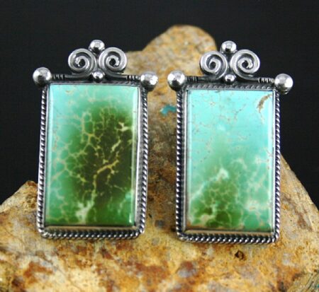 Calvin Martinez High Grade Royston Turquoise Ingot Earrings