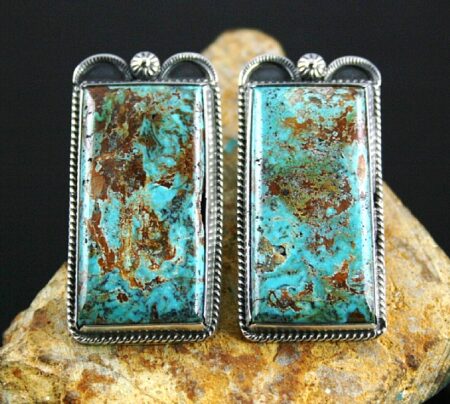 Calvin Martinez Rare High Grade Easter Blue Turquoise Ingot Earrings