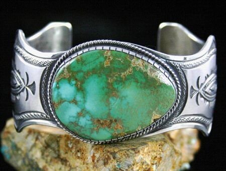 Calvin Martinez Rare High Grade Carico Lake Turquoise Ingot Bracelet