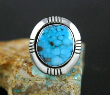 Calvin Martinez Rare Gem Grade Morenci Spiderweb Turquoise Ingot Ring