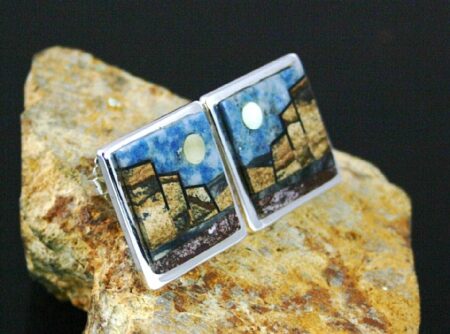 Tommy Jackson Monument Valley Scene Inlay Earrings