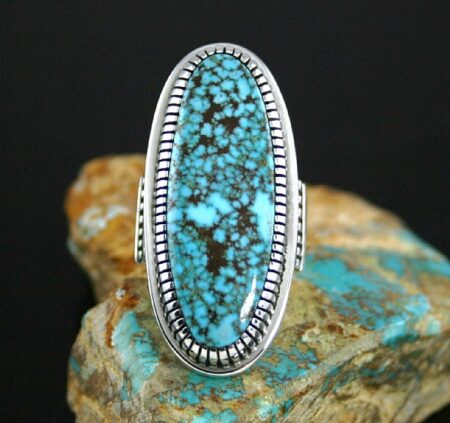 Jennifer Curtis Rare Gem Grade Turquoise Mountain Spiderweb Ring