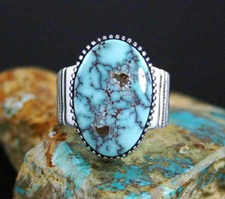 Ned Nez Rare Gem Grade Dry Creek Spiderweb Turquoise Ring