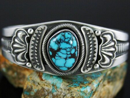 Sammie Kescoli Begay Rare Gem Grade Godber Burnham Spiderweb Turquoise Ingot Bracelet