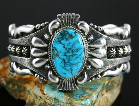 Thomas Jim Rare Gem Grade Apache Blue Spiderweb Turquoise Bracelet