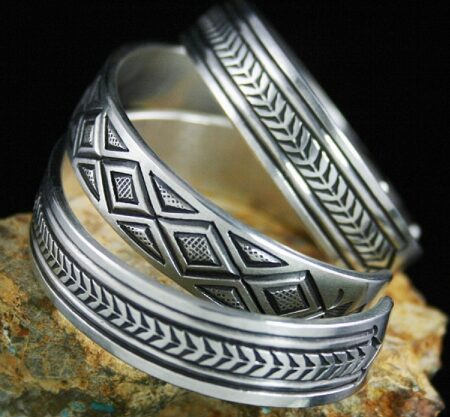 Calvin Martinez Three Piece Ingot Sterling Silver Bracelet Set