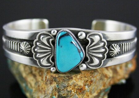 Sammie Kescoli Begay Rare High Grade Morenci Turquoise Ingot Bracelet