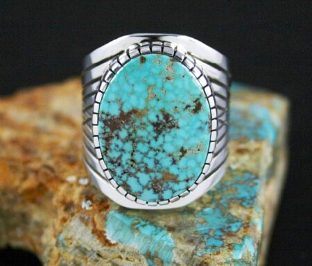 Alton Bedonie High Grade Turquoise Mountain Spiderweb Ring