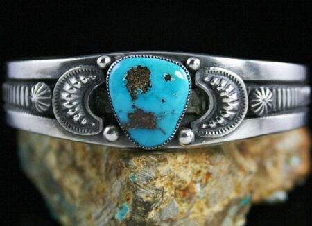 Sammie Kescoli Begay Rare High Grade Morenci Turquoise Ingot Bracelet