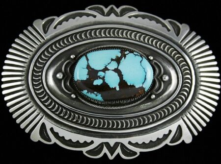 Sammie Kescoli Begay Rare Gem Grade Montezuma Turquoise Ingot Belt Buckle