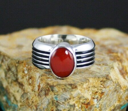 Alfred Joe Rare Gem Grade Mediterranean Coral Rail Ring