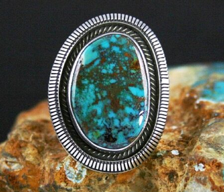 Ned Nez Rare Gem Grade Easter Blue Spiderweb Turquoise Ring