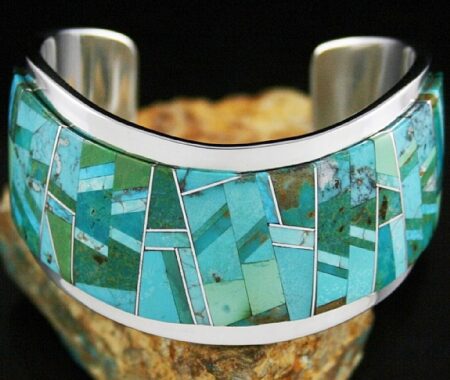Tommy Jackson High Grade Royston Turquoise Curved Inlay Bracelet